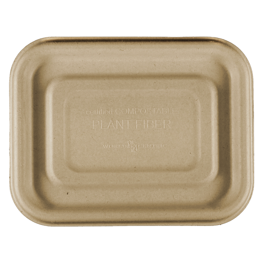 [004114-01] Lid for 20 oz Fiber Tray, Size: 6.5"x5"x1.5", Material: Unbleached Plant Fiber, Color: Natural, Compostable, 600/cs