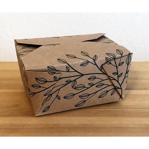 [004137-03] Fold-To-Go Container Eco-Box #1, Size: 4.5"x3.75"x2.5", Color: Kraft, Compostable, 450/cs
