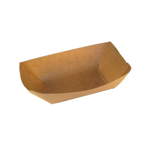 [004155-03] Food Tray, Capacity: 1/2 lb, Size: 5.375"x3.75"x1.25", Material: Uncoated Paperboard, Color: Kraft, Compostable, 1000/cs