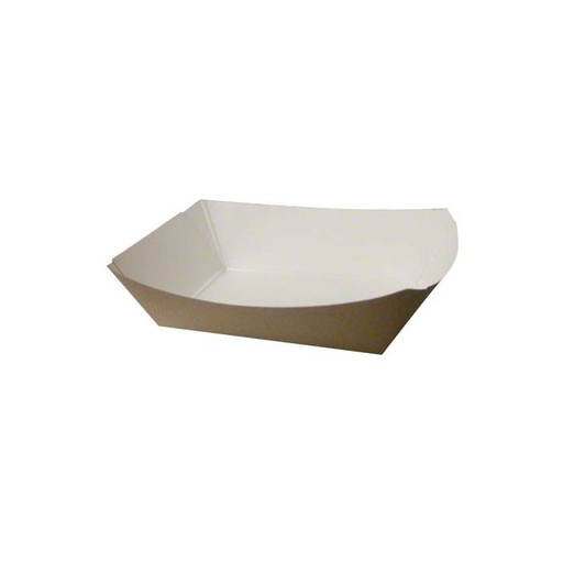 [004186-03] Food Tray, Capacity: 3 lb, Size: 8.125"x5.875"x2.125", Material: Clay Coated Paperboard, Color: Kraft / White, Compostable, 500/cs
