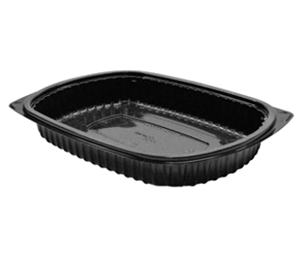 [004202-03] 32 oz Anchor Packaging Black 1-Compartment Platter MicroRaves 250/cs
